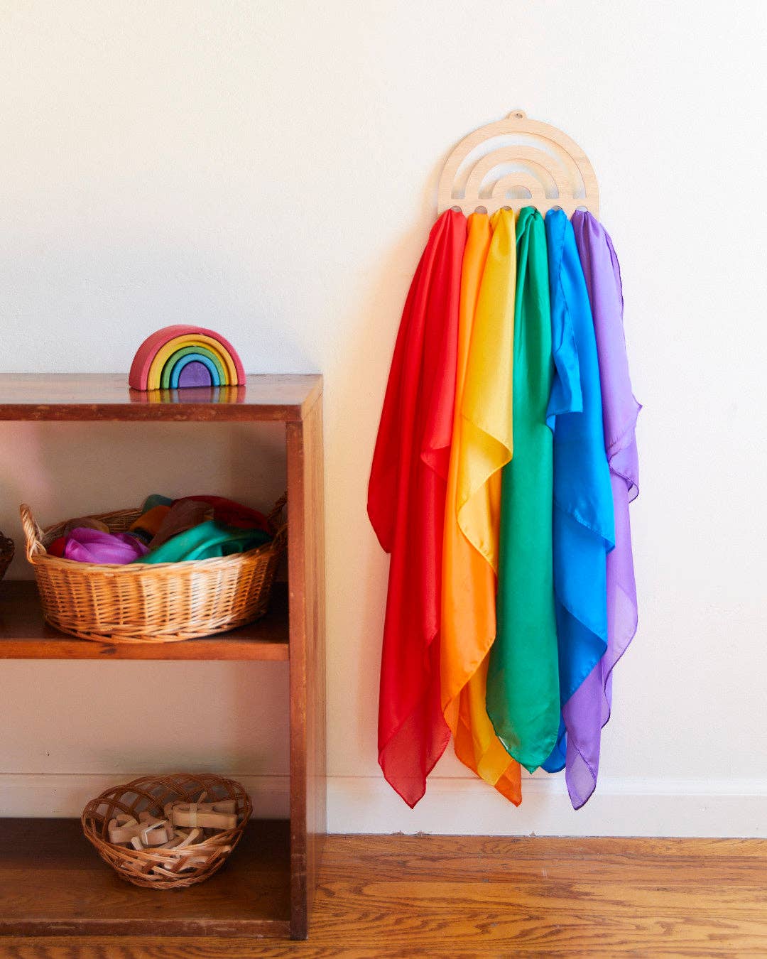 Wooden Rainbow Display for Playsilks, Cloth, Waldorf Toys