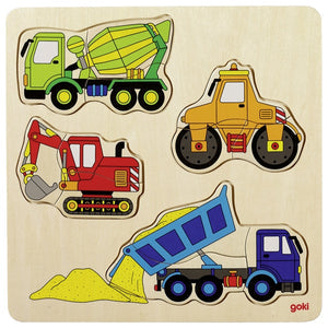 Goki- Inlay Puzzle-  Construction Vehicles