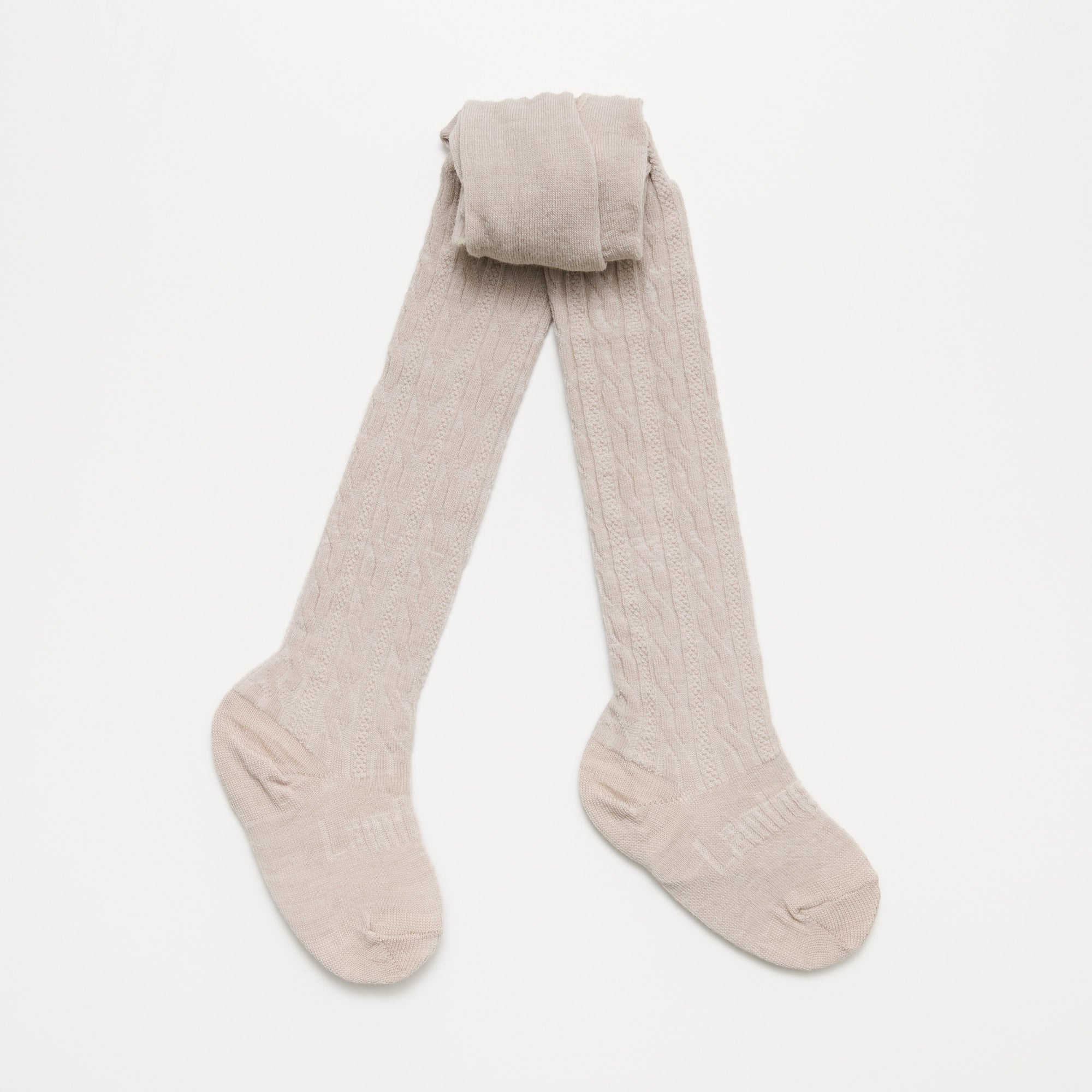 Merino Wool Cable knit tights- oatmeal -  Lamington