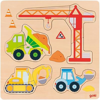 Goki- Inlay Puzzle-  Building Site Vehicles