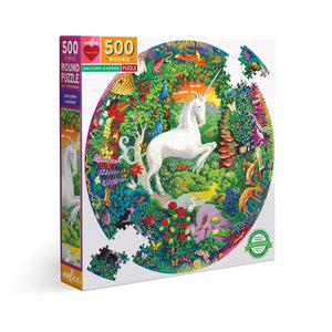 Unicorn Garden 500 pc Round puzzle eeBoo