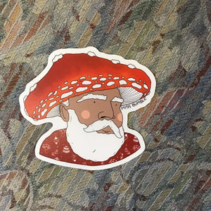 Miss Bumble Vinyl Sticker - Mushroom Santa